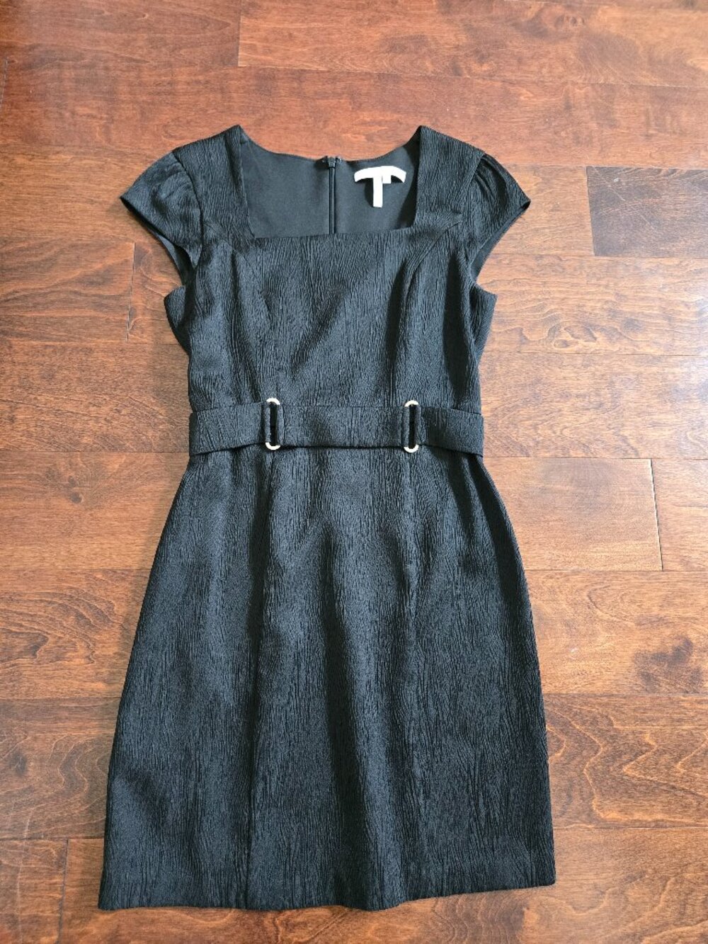 Max and Cleo Black Square Neckline Cap Sleeve Dress